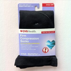 CVS Health Black Firm Compression Socks unisex size S/M over the calf